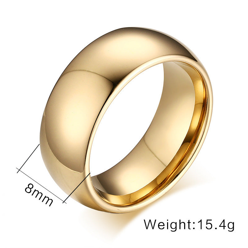 Glossy Plain Circle Couple Rings - Tungsten Steel