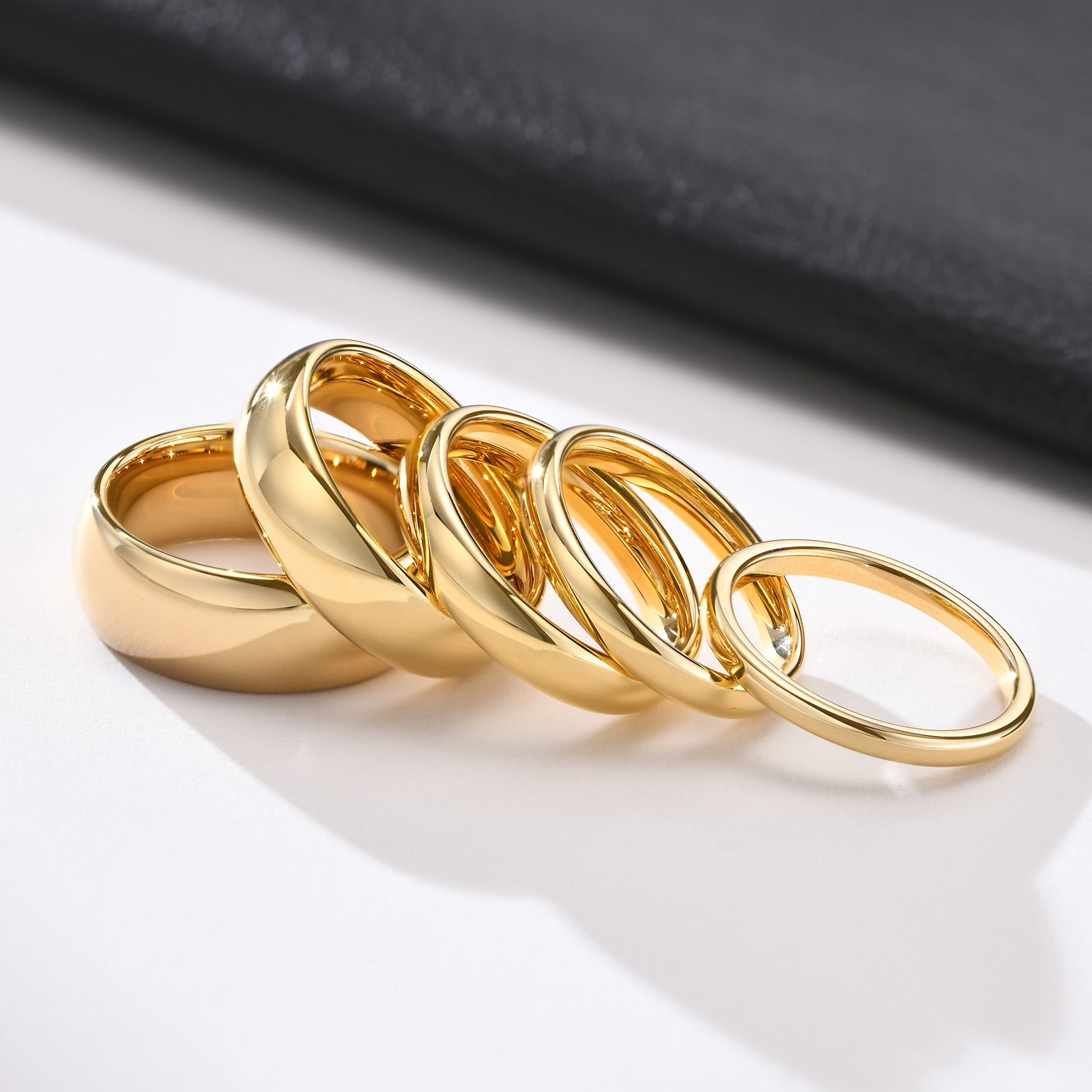 Glossy Plain Circle Couple Rings - Tungsten Steel