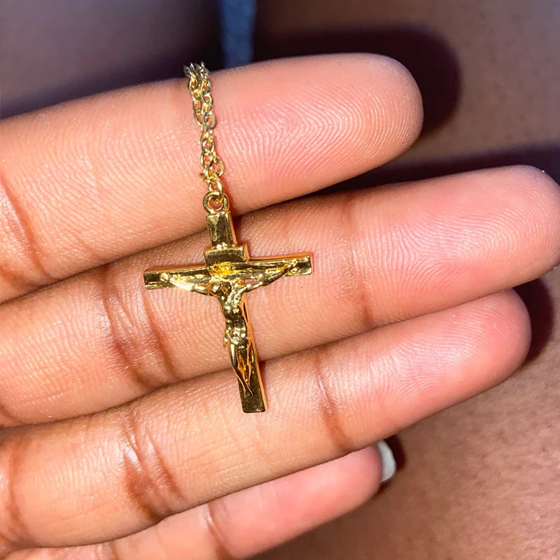Christian Jesus Cross Necklace - Stainless Steel Chains