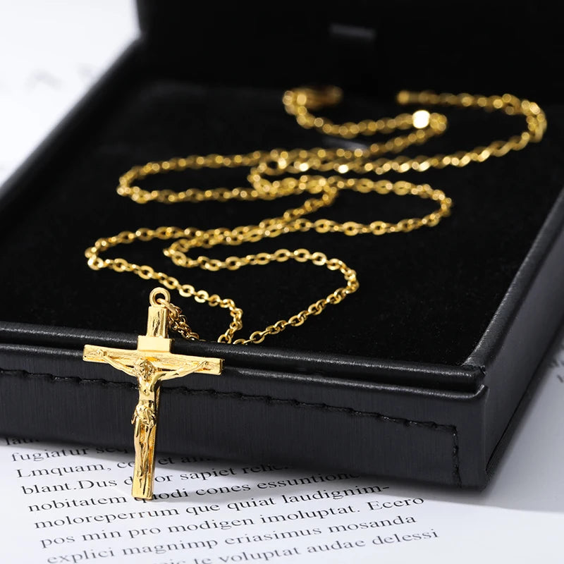 Christian Jesus Cross Necklace - Stainless Steel Chains