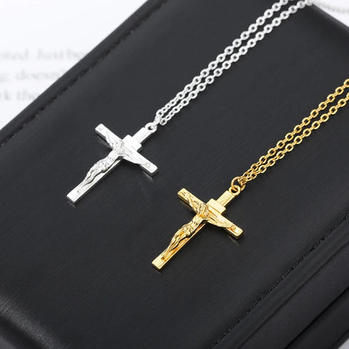 Christian Jesus Cross Necklace - Stainless Steel Chains