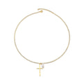 Cross with Love-shaped Pearl - Pendant Necklace
