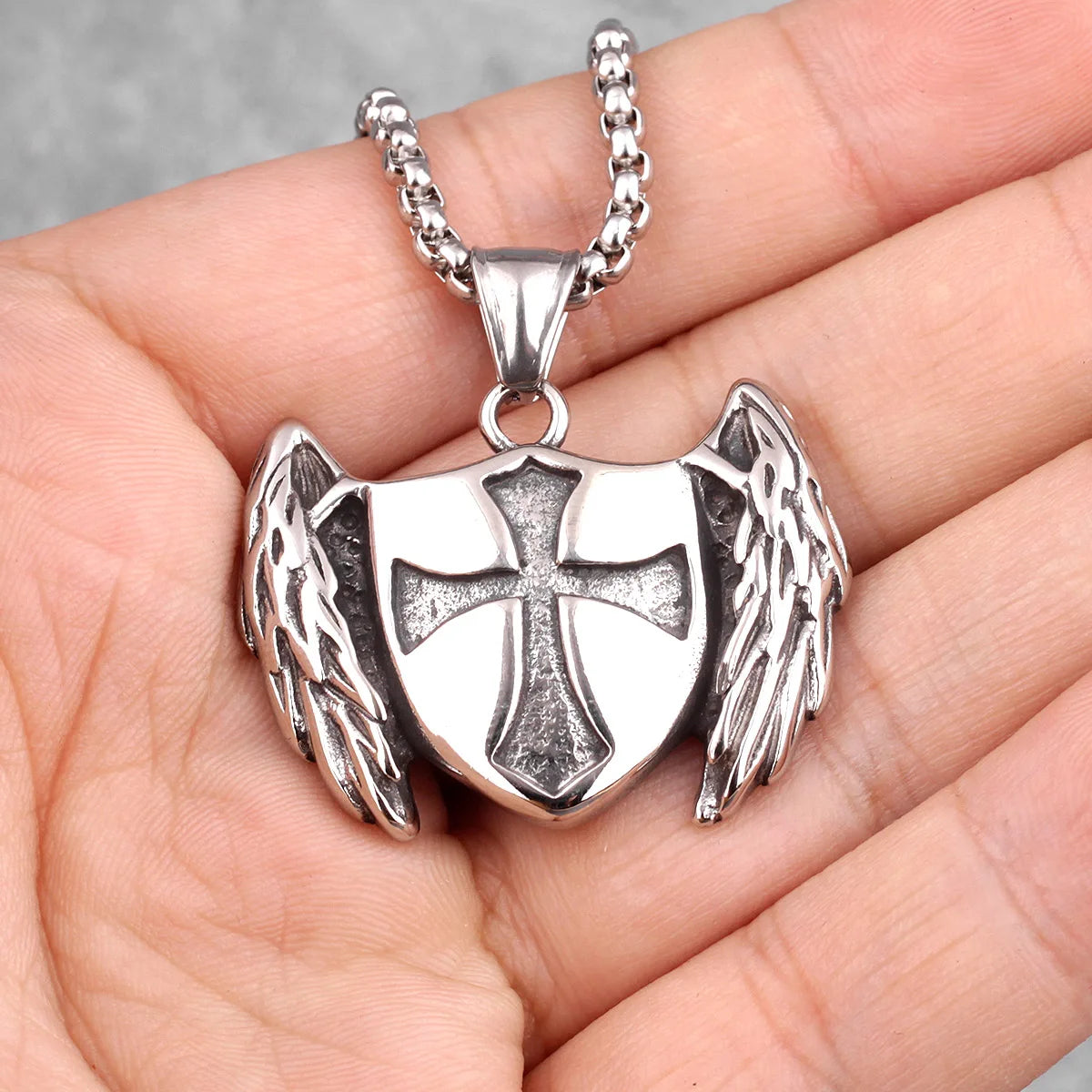 Cross Shield - Stainless Steel Chain and Pendants