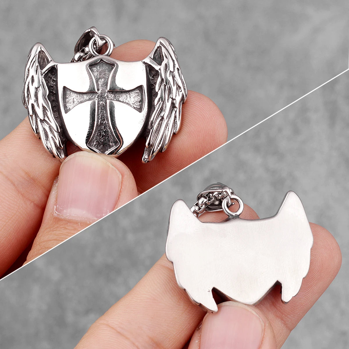 Cross Shield - Stainless Steel Chain and Pendants