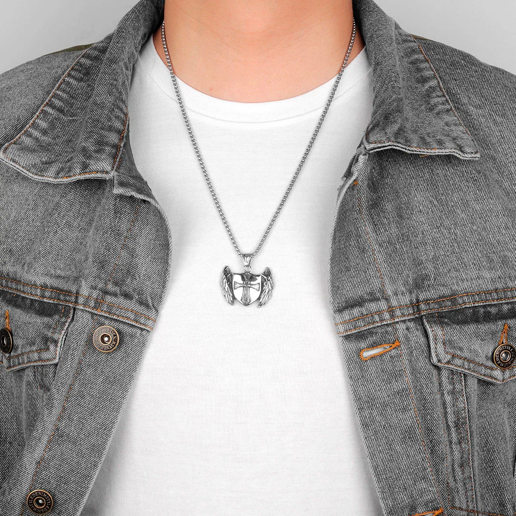 Cross Shield - Stainless Steel Chain and Pendants