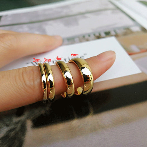 Glossy Plain Circle Couple Rings - Tungsten Steel