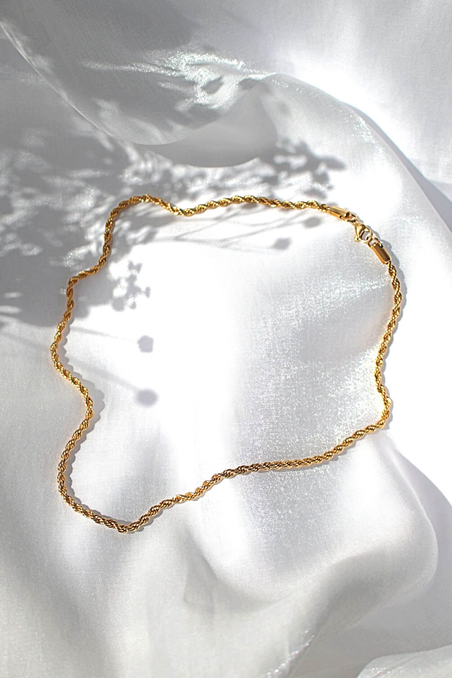 Stainless Steel Twisted Rope Chain Necklace