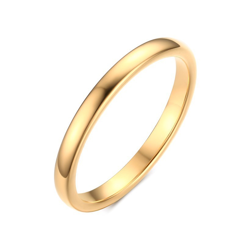 Glossy Plain Circle Couple Rings - Tungsten Steel